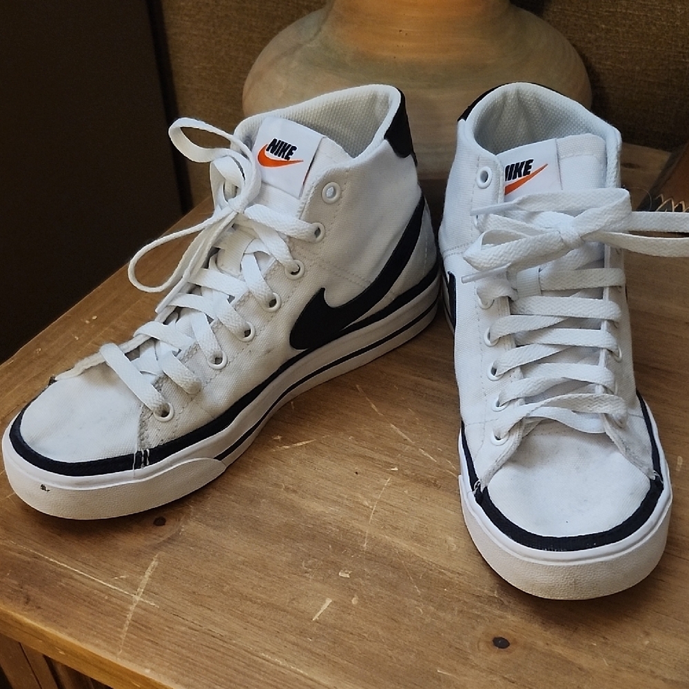 Nike White and Black High-Top Sneakers
